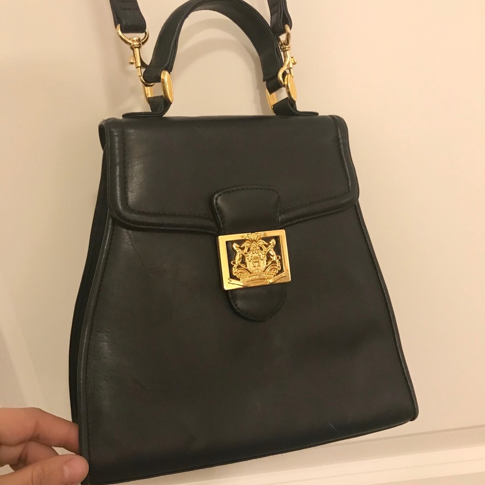 Rare Vintage Etienne Aigner Navy Leather Handbag